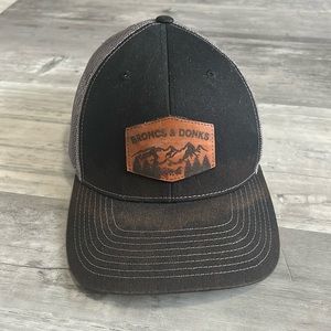 Richardson Snapback Mesh Black and Grey Hat Broncs & Donks Leather Patch